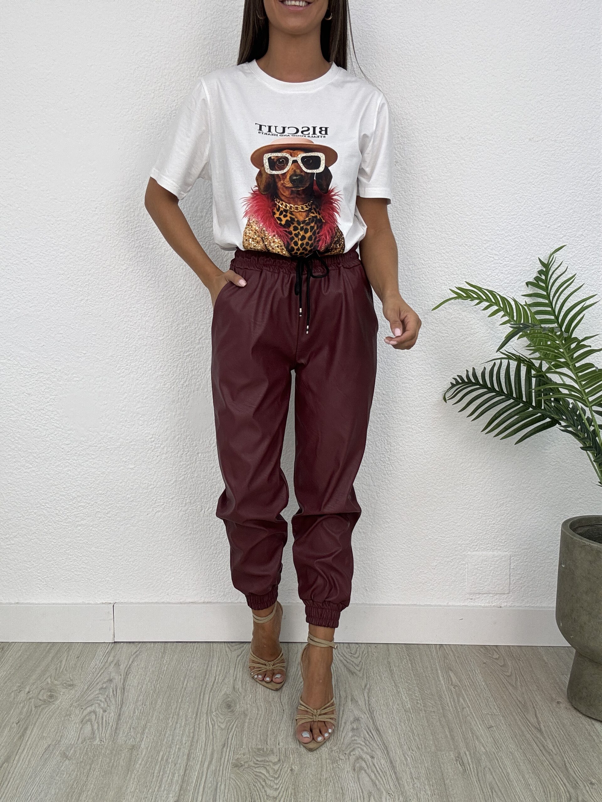 PANTALON BOMBACHO POLIPIEL GRANATE La más bonita