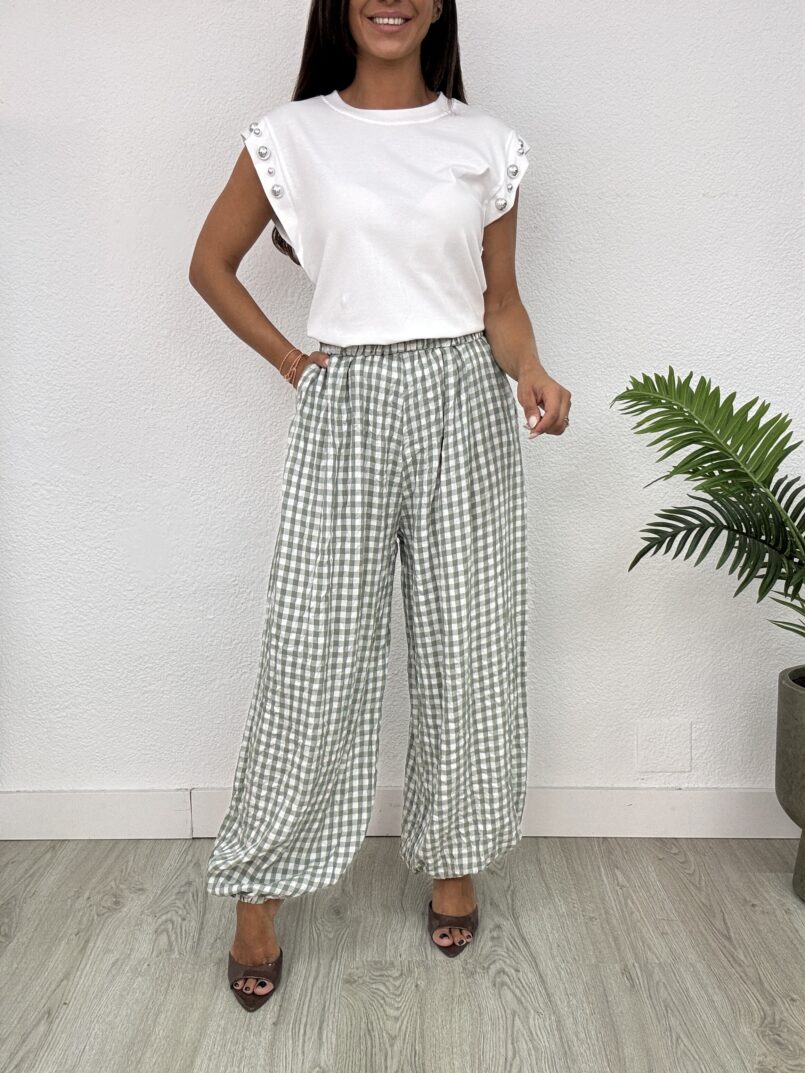 IMG_9523 PANTALON BOMBACHO VICHY VERDE