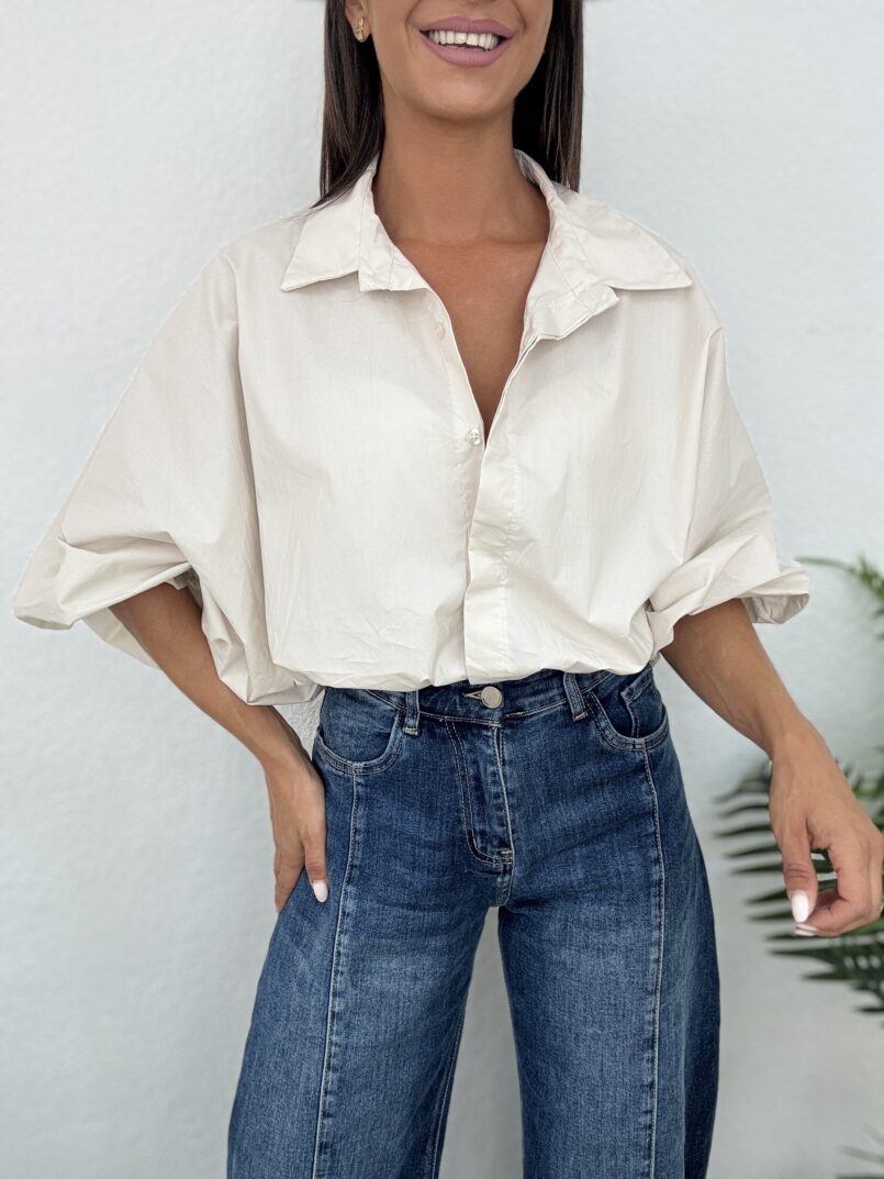 CAMISA ABULLONADA BEIGE