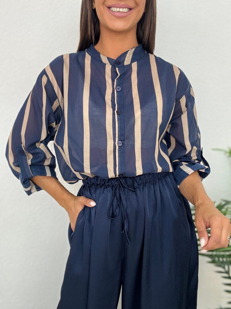 CAMISA RAYAS MARINO/BEIGE