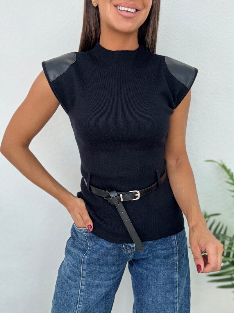 TOP PUNTO POLIPIEL NEGRO