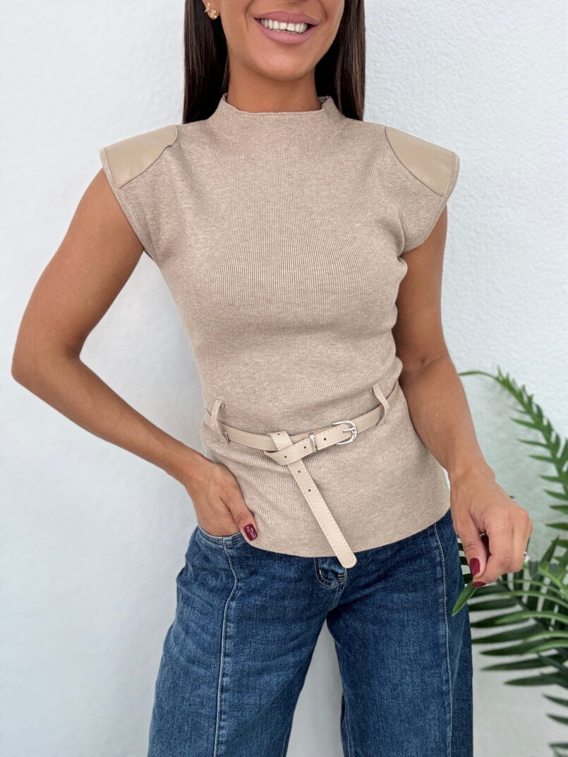 TOP PUNTO POLIPIEL TAUPE