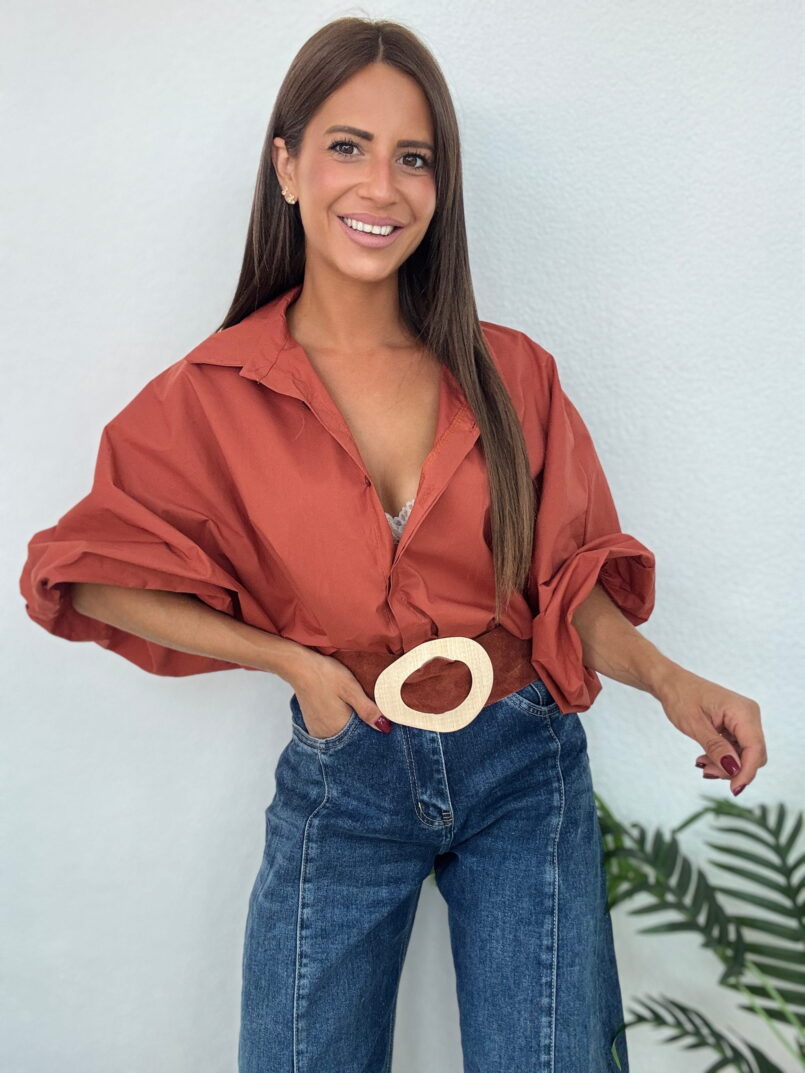 CAMISA ABULLONADA TEJA
