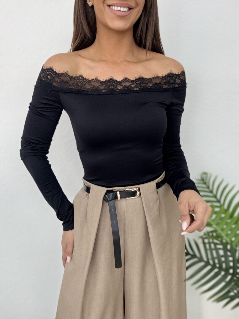 TOP BARDOT PUNTILLA NEGRO