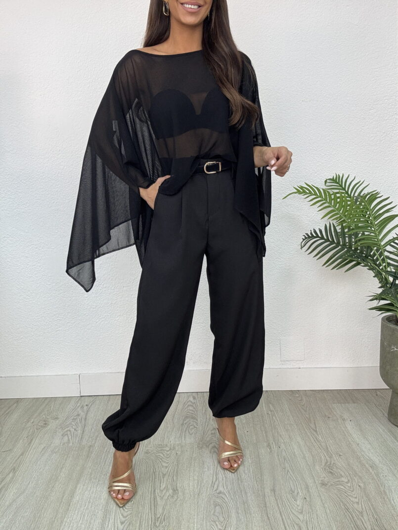 PANTALON VESTIR BOMBACHO NEGRO