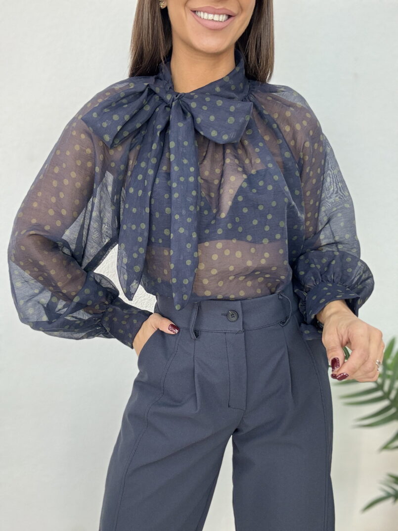 BLUSA LAZO LUNARES MARINO